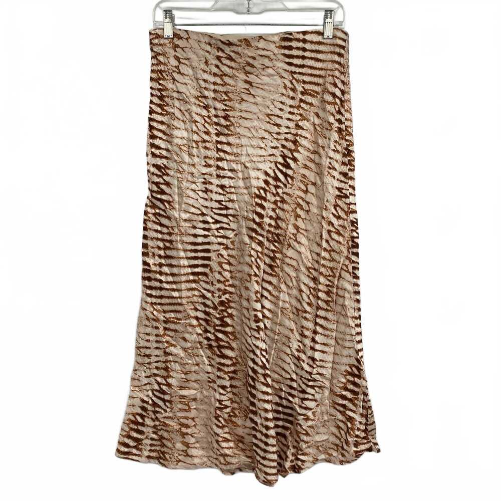 Rails Beige Brown Satin Animal Print Midi Skirt | Womens M